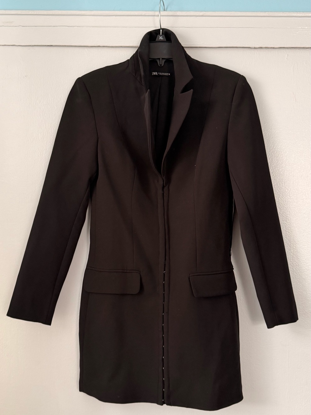 Zara Womens Pocket Blazer Mini Dress Jacket